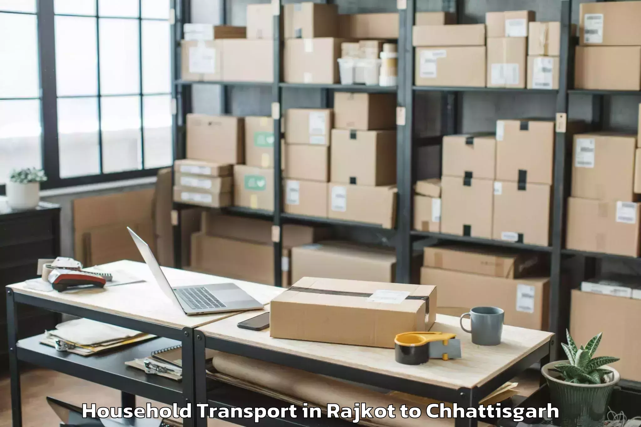 Top Rajkot to Bastar Household Transport Available